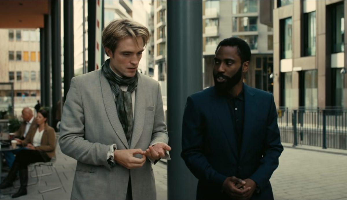 Neil (Robert Pattinson) and The Protagonist (John David Washington) discuss plans to stop a mysterious future weapon from destroying the past. (Fair use from Indiewire)