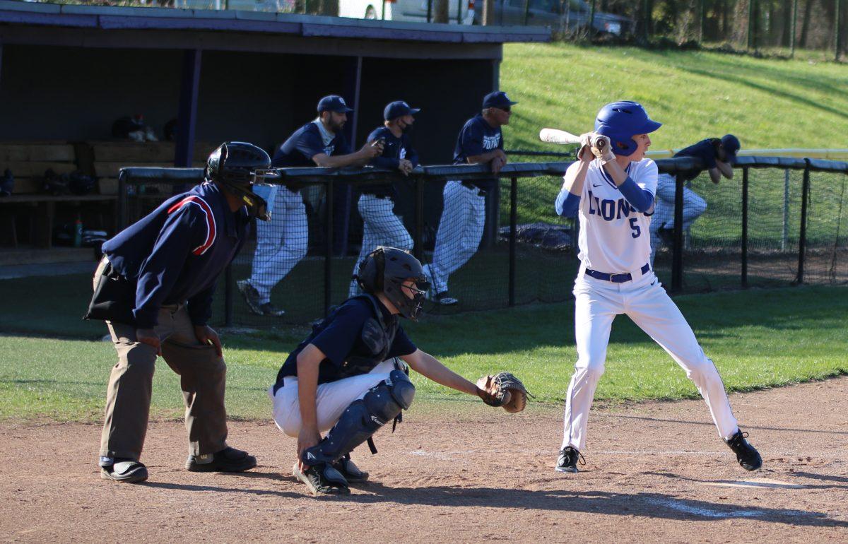 Sophomore Josiah Old steps up to bat at the boys baseball game April 26th. (Photo by Henry Brandt)