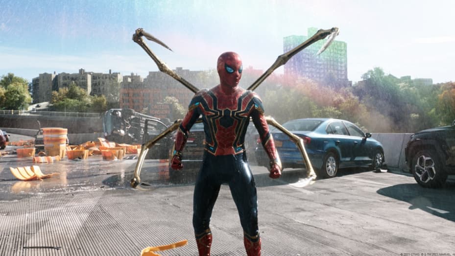 Spider-man prepares for battle in upgraded suit. (Fair use from ...)
