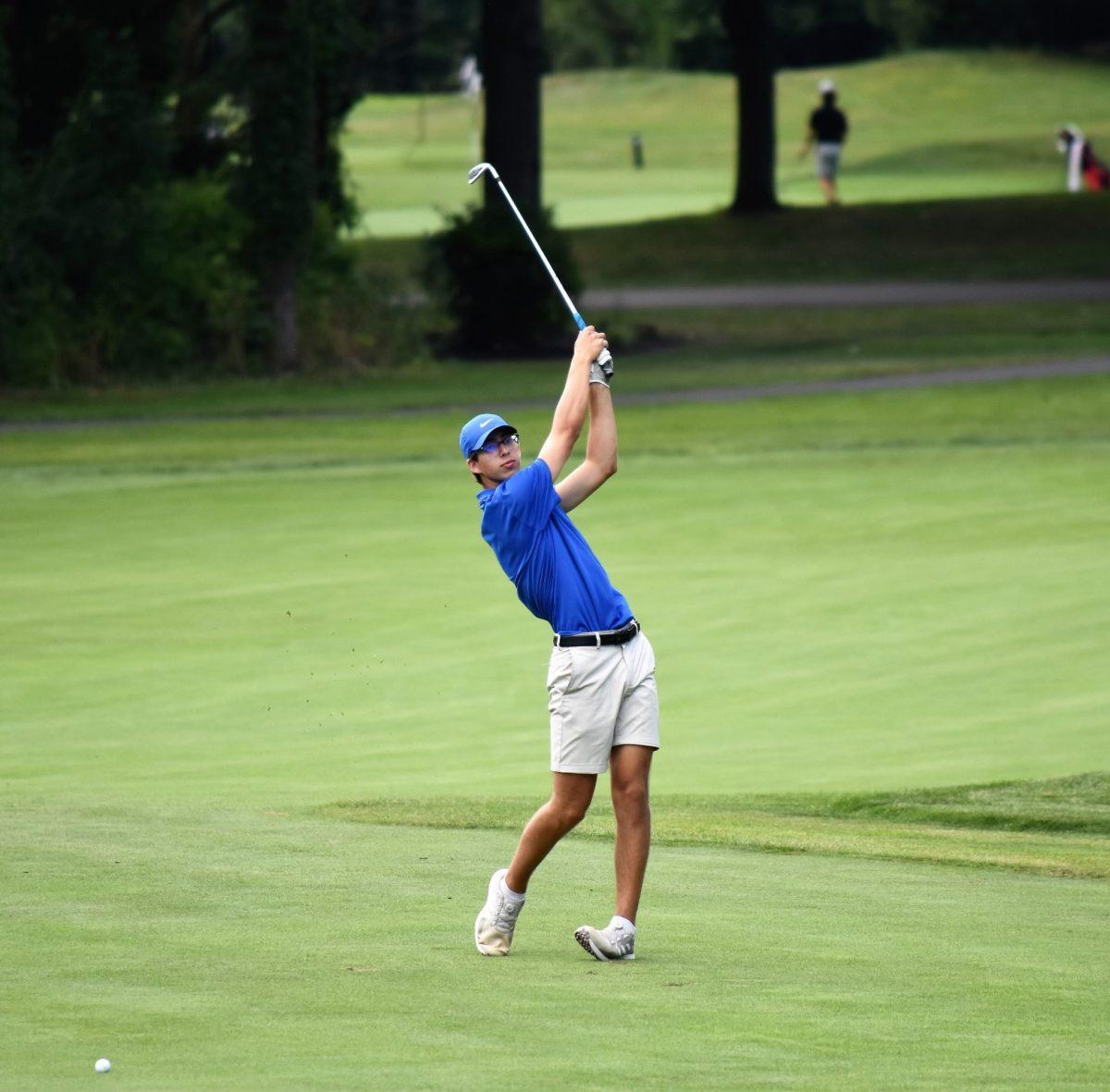 Senior Morgan Agriesti hit the ball at a MSL tournament Aug. 7th (Photo courtesy of Cindy Ryan)