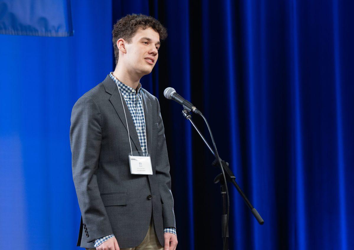 Eli Abel showcases recitation skills at Poetry Out Loud state competition