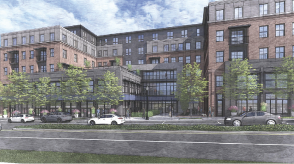A rendering of 2200 E. Main St. which will include 232 apartments, a restaurant, an office space and a garage (Photo courtesy of City of Bexley).
