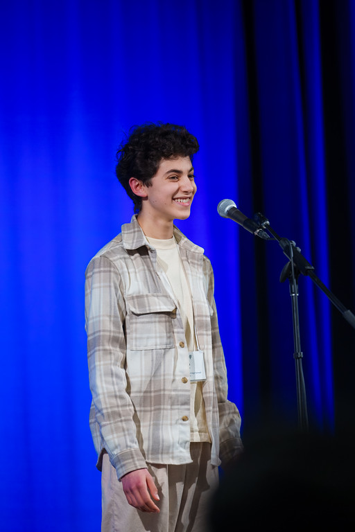Freshman Zeke Moses performs at the State Poetry Out Loud competition Feb. 7.