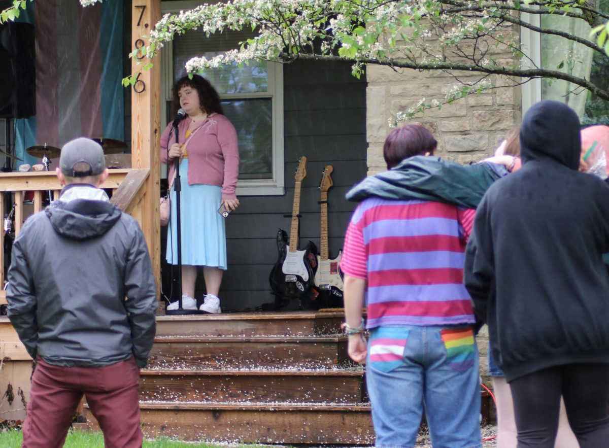 Junior Vivienne Frank performs at the GSA fundraising block party Saturday, May 3. 