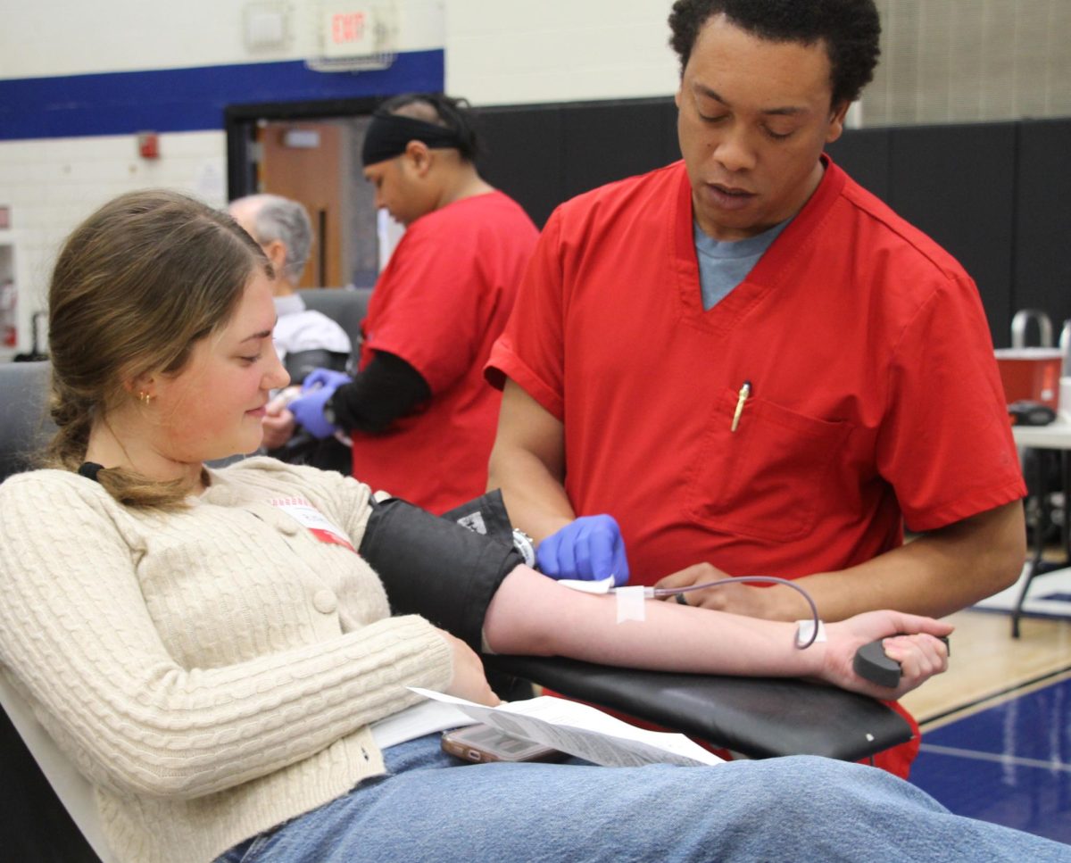Junior Ridley Ranft gets her blood drawn by a Red Cross nurse at the blood drive Saturday, Feb. 21.

Photo by Addie Dixon