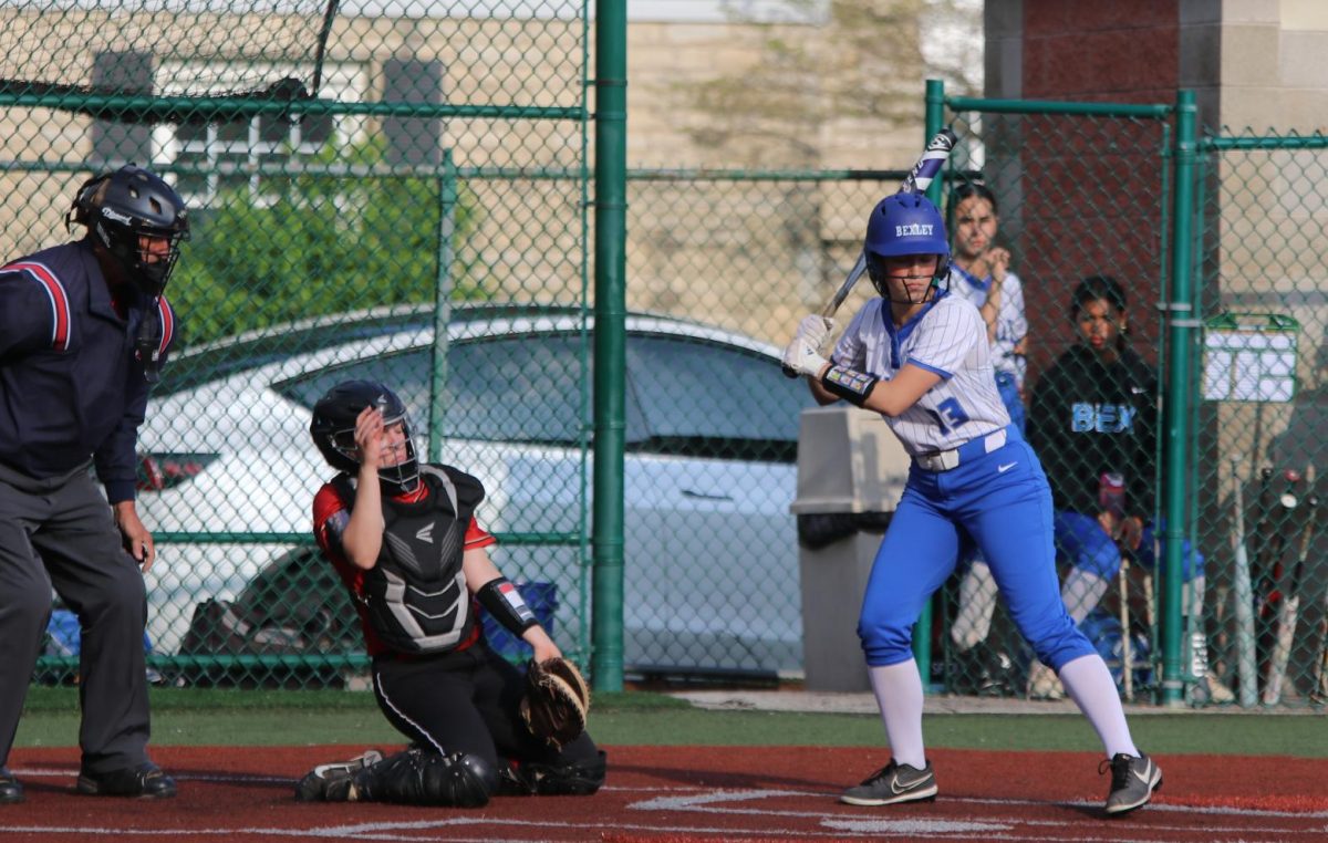 Senior Phoebe Reich prepares to swing at a pitch during a home game
against Worthington Christian Wednesday, April 29.