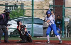 Senior Phoebe Reich prepares to swing at a pitch during a home game
against Worthington Christian Wednesday, April 29.
